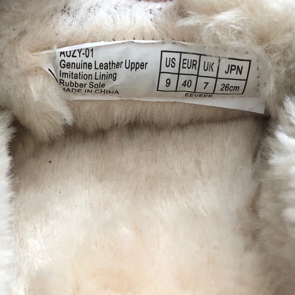 Leather Suede Fuzzy Slippers Faux Fur Moccasins Size 9 - Picture 7 of 7